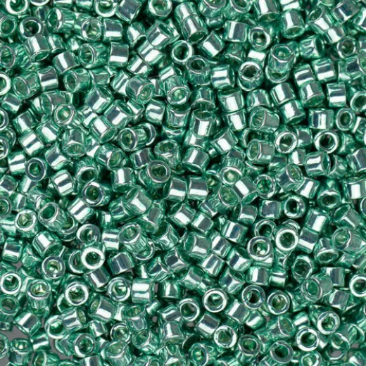 DB0426 Dark Green Mint Opaque Galvanized-Dyed, Size 11/0 Miyuki Delica Beads, 5.2g approx.