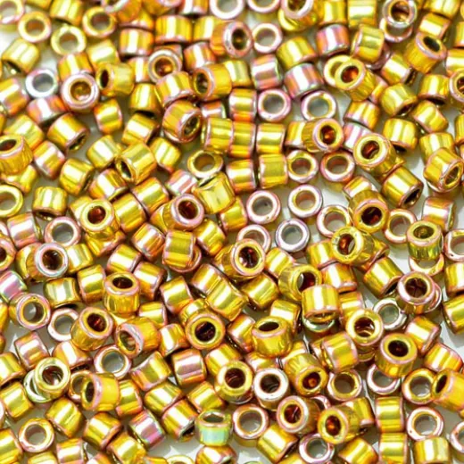 DBMC0501 Gold 24kt Opaque AB Plated 10/0 Cut Miyuki Delica Beads Colour Code 0501, 3.3gm approx. DBMC0501 Gold 24kt Opaque AB Plated 10/0 Cut Miyuki Delica Beads Colour Code 0501, 3.3gm approx.