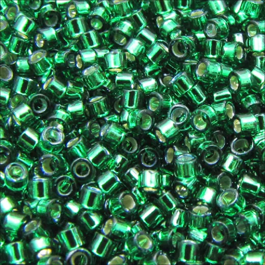 DB0605 Emerald Silver Lined-Dyed, Size 11/0 Miyuki Delica Beads, 50gm bag DB0605 Emerald Silver Lined-Dyed, Size 11/0 Miyuki Delica Beads, 50gm bag