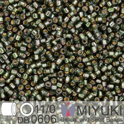 DB0606B Dark Olive Grey Silver Lined-Dyed, Size 11/0 Miyuki Delica Beads, 50gm bag DB0606B Dark Olive Grey Silver Lined-Dyed, Size 11/0 Miyuki Delica Beads, 50gm bag