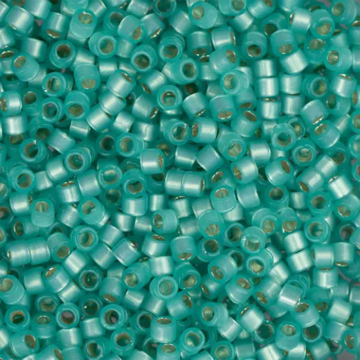 DB0627 Aqua Green Alabaster/Opal Silver Lined-Dyed, Size 11/0 Miyuki Delica Beads, 5.2g approx. DB0627 Aqua Green Alabaster/Opal Silver Lined-Dyed, Size 11/0 Miyuki Delica Beads, 5.2g approx.