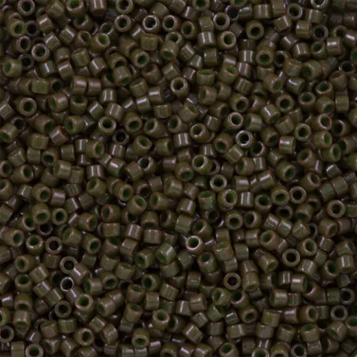 DB0657 Olive Opaque Dyed, Size 11/0 Miyuki Delica Beads, 5.2g approx. DB0657 Olive Opaque Dyed, Size 11/0 Miyuki Delica Beads, 5.2g approx.