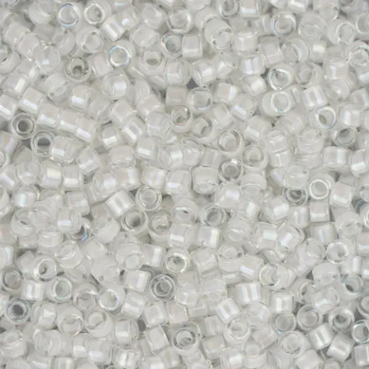 DB0066 White AB Lined-Dyed, Size 11/0 Miyuki Delica Beads, 5.2g approx. DB0066 White AB Lined-Dyed, Size 11/0 Miyuki Delica Beads, 5.2g approx.