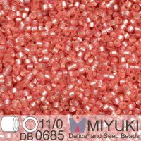 DB0685 Light Cranberry Red Semi-Matte Dyed, Size 11/0 Miyuki Delica Beads, 50gm bag