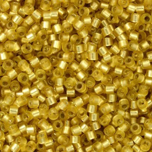 DB0687 Dyed Semi-Frosted Silver Lined Yellow-Green Miyuki 11/0 Delica Beads, Bulk 50 Gram Bag DB0687 Dyed Semi-Frosted Silver Lined Yellow-Green Miyuki 11/0 Delica Beads, Bulk 50 Gram Bag