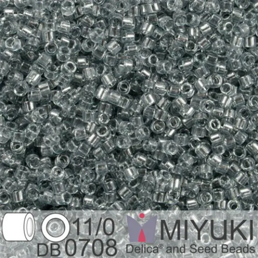 DB0708 Grey Transparent, Size 11/0 Miyuki Delica Beads, 5.2g approx. DB0708 Grey Transparent, Size 11/0 Miyuki Delica Beads, 5.2g approx.