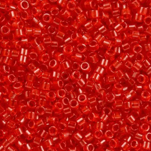 DB0774 Transparent Red Semi-frosted, Size 11/0 Miyuki Delica Beads, 50 Grams DB0774 Transparent Red Semi-frosted, Size 11/0 Miyuki Delica Beads, 50 Grams