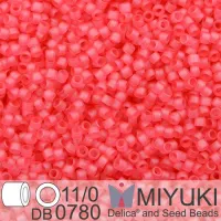 DB0780 Pink Bubble Gum Transparent Matte-Dyed, Size 11/0 Miyuki Delica Beads, 5.2g approx.