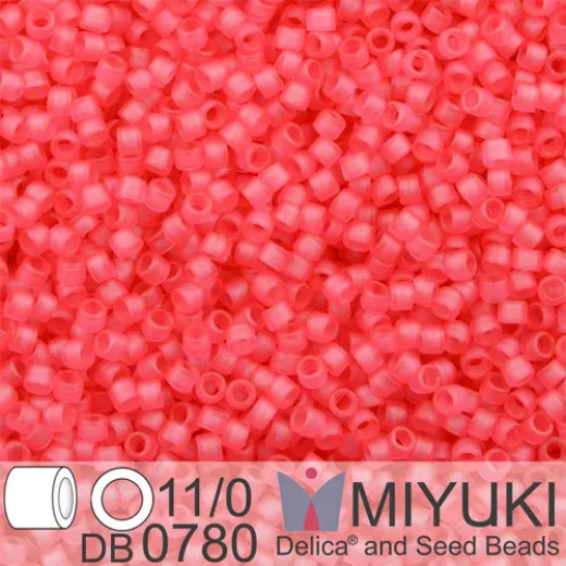 DB0780 Pink Bubble Gum Transparent Matte-Dyed, Size 11/0 Miyuki Delica Beads, 50gm bag DB0780 Pink Bubble Gum Transparent Matte-Dyed, Size 11/0 Miyuki Delica Beads, 50gm bag