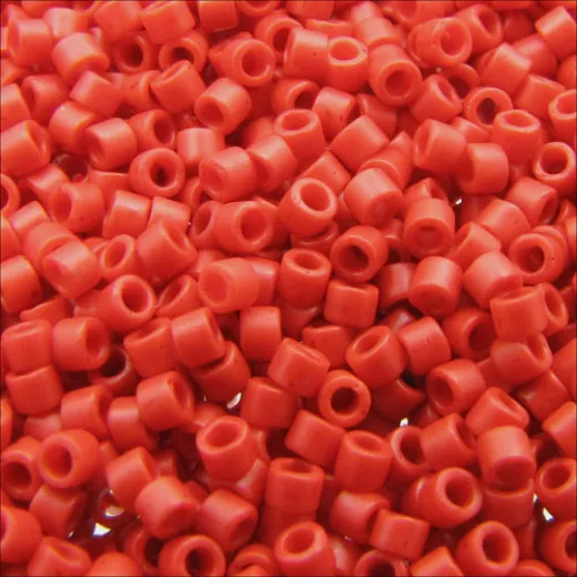 DB0795 Orange Cinnabar Opaque Matte-Dyed, Size 11/0 Miyuki Delica Beads, 5.2g approx.