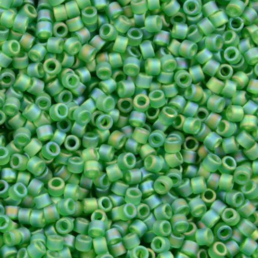 DB0858 Light Green AB Matte, Size 11/0 Miyuki Delica Beads, 5.2g approx. DB0858 Light Green AB Matte, Size 11/0 Miyuki Delica Beads, 5.2g approx.