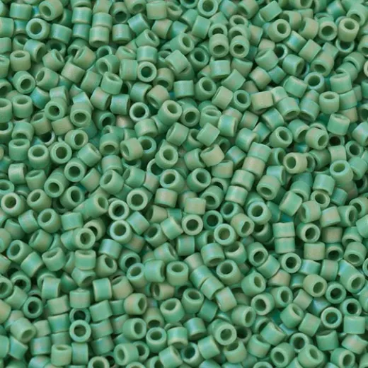 DB0877 Green Opaque AB Matte, Size 11/0 Miyuki Delica Beads, 5.2g pack DB0877 Green Opaque AB Matte, Size 11/0 Miyuki Delica Beads, 5.2g pack