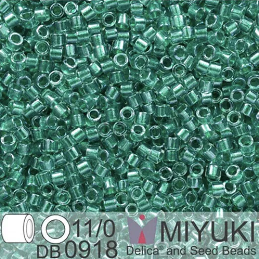 DB0918 Green Aqua Sparkle Crystal Lined, Size 11/0 Miyuki Delica Beads, 50gm bag DB0918 Green Aqua Sparkle Crystal Lined, Size 11/0 Miyuki Delica Beads, 50gm bag