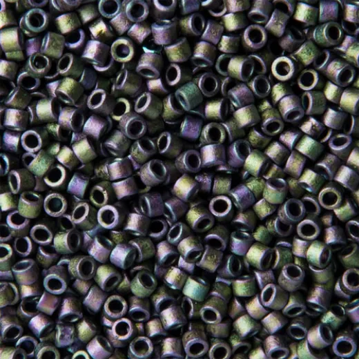 DB1053 Matted Metallic Plum Emerald Gold Iris Miyuki 11/0 Delica Beads, 5.2g approx DB1053 Matted Metallic Plum Emerald Gold Iris Miyuki 11/0 Delica Beads, 5.2g approx