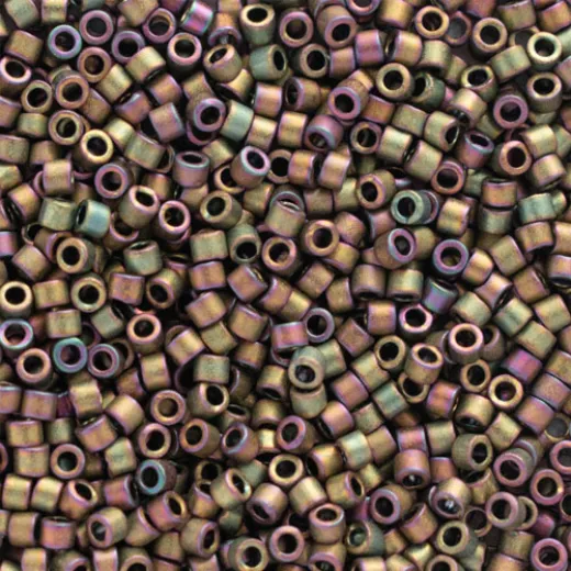 DB1055 Matted Metallic Grey Dusk Gold Iris Miyuki 11/0 Delica Beads, 5.2g approx DB1055 Matted Metallic Grey Dusk Gold Iris Miyuki 11/0 Delica Beads, 5.2g approx