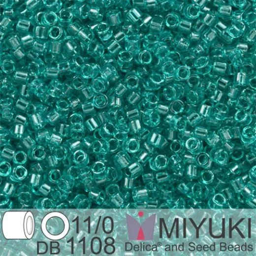 DB1108 Teal Caribbean Transparent, Size 11/0 Miyuki Delica Beads, 5.2g approx. DB1108 Teal Caribbean Transparent, Size 11/0 Miyuki Delica Beads, 5.2g approx.