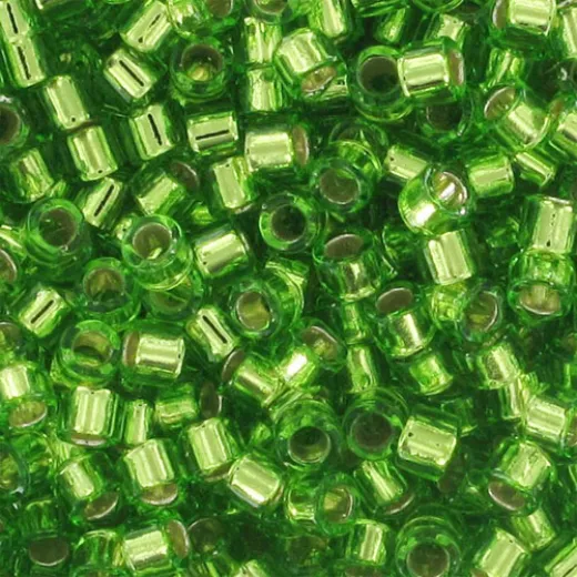 DB1206 Green Lime Silver Lined, Size 11/0 Miyuki Delica Beads, 5.2g approx. DB1206 Green Lime Silver Lined, Size 11/0 Miyuki Delica Beads, 5.2g approx.