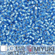 DB1210 Blue Azure Silver Lined, Size 11/0 Miyuki Delica Beads, 5.2g approx.