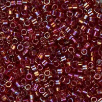DB1242 Dark Cranberry Red Transparent AB, Size 11/0 Miyuki Delica Beads, 5.2g approx.