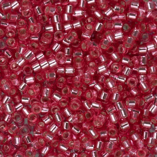DB1338 Dark Pink Rose Silver Lined-Dyed, Size 11/0 Miyuki Delica Beads, 5.2g approx.
