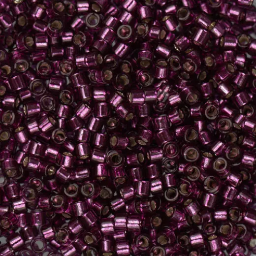 DB1342 Raspberry Silver Lined-Dyed, Size 11/0 Miyuki Delica Beads, 5.2g approx. DB1342 Raspberry Silver Lined-Dyed, Size 11/0 Miyuki Delica Beads, 5.2g approx.
