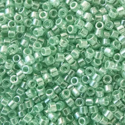 DB1483 Green Mint Transparent Luster, Size 11/0 Miyuki Delica Beads, wholesale pack, 50g approx. DB1483 Green Mint Transparent Luster, Size 11/0 Miyuki Delica Beads, wholesale pack, 50g approx.