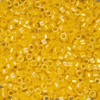 DB1572 Dark Yellow Canary Opaque AB, Size 11/0 Miyuki Delica Beads, 5.2g approx.