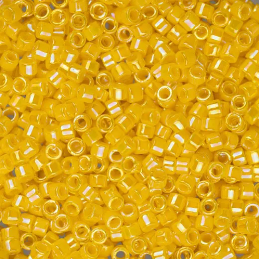 DB1572 Dark Yellow Canary Opaque AB, Size 11/0 Miyuki Delica Beads, 5.2g approx.