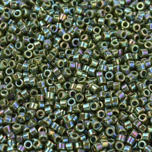 DB1575B Green Avocado Opaque AB, Size 11/0 Miyuki Delica Beads, 50gm bag DB1575B Green Avocado Opaque AB, Size 11/0 Miyuki Delica Beads, 50gm bag