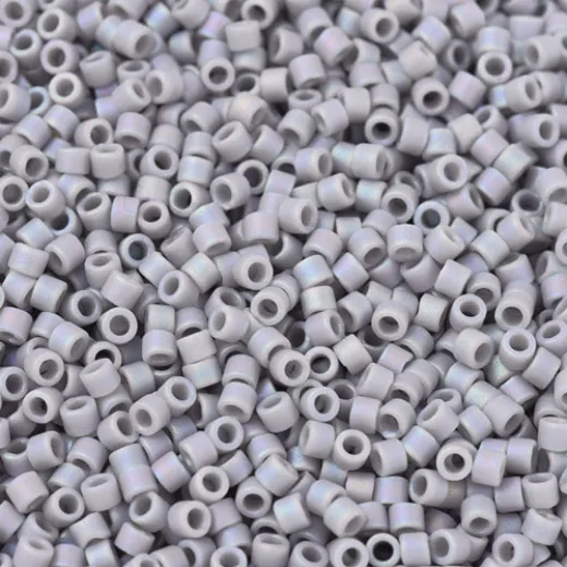 DBS1598 Matte Opaque Ghost Grey AB, Colour 1598 15/0 Miyuki Delica Beads, 5.2g approx. DBS1598 Matte Opaque Ghost Grey AB, Colour 1598 15/0 Miyuki Delica Beads, 5.2g approx.