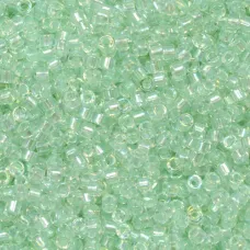DB1675 Pearl Lined Transparent Pale Green Mist AB, Size 11/0 Miyuki Delica Beads...
