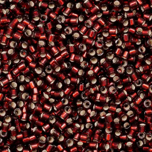 DB1685 Silver Lined Glazed Dark Cranberry, Size 11/0 Miyuki Delica Beads, 5.2g approx.