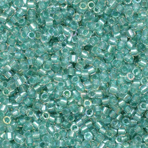DB1767 Sparkling Aqua Green Lined Crystal AB, Size 11/0 Miyuki Delica Beads, 5.2g approx. DB1767 Sparkling Aqua Green Lined Crystal AB, Size 11/0 Miyuki Delica Beads, 5.2g approx.