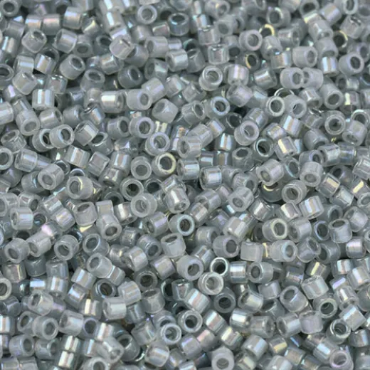 DB1770 Sparkling Pewter Lined Opal AB, Size 11/0 Miyuki Delica Beads, 5.2g approx. DB1770 Sparkling Pewter Lined Opal AB, Size 11/0 Miyuki Delica Beads, 5.2g approx.