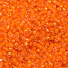 DB1777 White Lined Orange AB, Size 11/0 Miyuki Delica Beads, 50gm bag