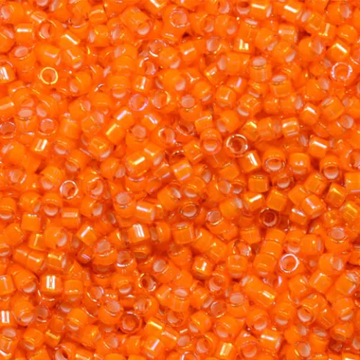 DB1777 White Lined Orange AB, Size 11/0 Miyuki Delica Beads, 50gm bag DB1777 White Lined Orange AB, Size 11/0 Miyuki Delica Beads, 50gm bag