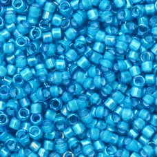DB1783 White Lined Capri Blue AB, Size 11/0 Miyuki Delica Beads, 5.2g approx.