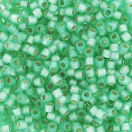 DB2188B Semi-Frosted Silver Lined Dyed Spearmint 11/0 Duracoat Miyuki Delica Beads, 50gm DB2188B Semi-Frosted Silver Lined Dyed Spearmint 11/0 Duracoat Miyuki Delica Beads, 50gm