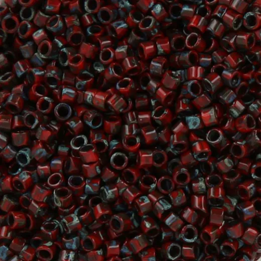 DB2263 Picasso Opaque Red Garnet Matte, Size 11/0 Miyuki Delica Beads, 5.2gm DB2263 Picasso Opaque Red Garnet Matte, Size 11/0 Miyuki Delica Beads, 5.2gm