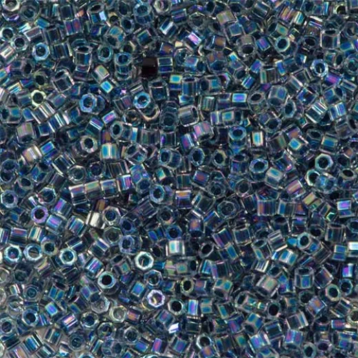 Blue AB Lined-Dyed, Colour Code 0085, Size 11/0 Cut Miyuki Delica Beads, 5.2gm approx. Blue AB Lined-Dyed, Colour Code 0085, Size 11/0 Cut Miyuki Delica Beads, 5.2gm approx.
