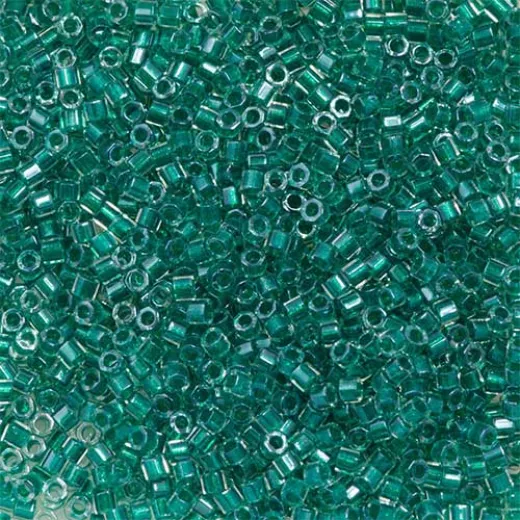 Green Aqua Sparkle Crystal Lined, Colour Code 0918, Size 11/0 Cut Miyuki Delica Beads, 5.2g approx. Green Aqua Sparkle Crystal Lined, Colour Code 0918, Size 11/0 Cut Miyuki Delica Beads, 5.2g approx.