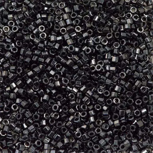 Gunmetal, Colour Code 0001, Size 11/0 Cut Miyuki Delica Beads, 5.2g approx. Gunmetal, Colour Code 0001, Size 11/0 Cut Miyuki Delica Beads, 5.2g approx.