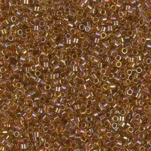DB1735 Sparkling Dark Topaz Lined Charteuse AB, Size 11/0 Miyuki Delica Beads, 50g Wholesale Pack DB1735 Sparkling Dark Topaz Lined Charteuse AB, Size 11/0 Miyuki Delica Beads, 50g Wholesale Pack