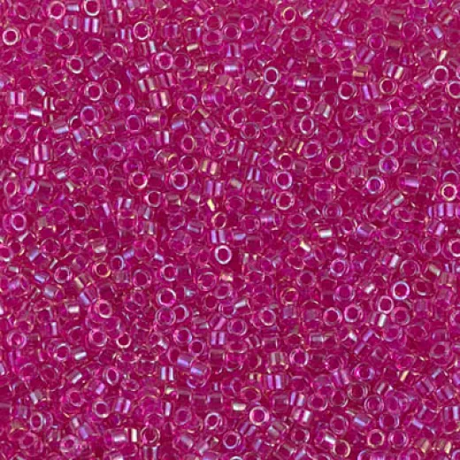 DB1743 Hot Pink Lined Crystal AB, Size 11/0 Miyuki Delica Beads, 5.2g approx. DB1743 Hot Pink Lined Crystal AB, Size 11/0 Miyuki Delica Beads, 5.2g approx.