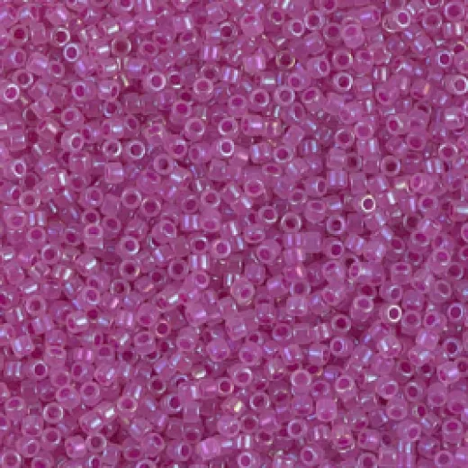DB1744 Fuschia Lined Opal AB, Size 11/0 Miyuki Delica Beads, 5.2g approx. DB1744 Fuschia Lined Opal AB, Size 11/0 Miyuki Delica Beads, 5.2g approx.