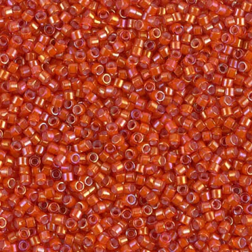 DB1780 White Lined Flame Red AB, Size 11/0 Miyuki Delica Beads, 50g Wholesale Pack DB1780 White Lined Flame Red AB, Size 11/0 Miyuki Delica Beads, 50g Wholesale Pack