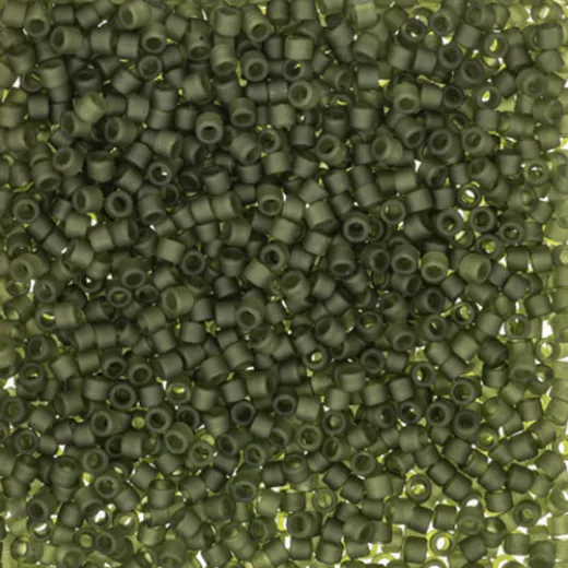DB2404, Matte Transparent Dark Olive, Size 11/0 Miyuki Delica Beads, 5.2g pack DB2404, Matte Transparent Dark Olive, Size 11/0 Miyuki Delica Beads, 5.2g pack