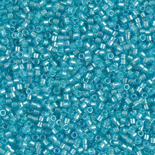 DB1708 Mint Pearl Lined Ocean Blue, Size 11/0 Miyuki Delica Beads, 5.2g approx. DB1708 Mint Pearl Lined Ocean Blue, Size 11/0 Miyuki Delica Beads, 5.2g approx.