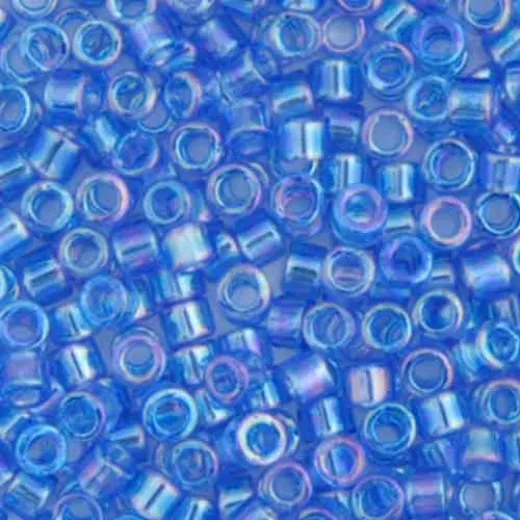 DB1250 Blue Azure Transparent AB, Size 11/0 Miyuki Delica Beads, 5.2g approx. DB1250 Blue Azure Transparent AB, Size 11/0 Miyuki Delica Beads, 5.2g approx.