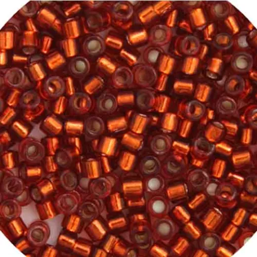 DB0601 Dark Orange Red Silver Lined-Dyed, Size 11/0 Miyuki Delica Beads, 5.2g approx. DB0601 Dark Orange Red Silver Lined-Dyed, Size 11/0 Miyuki Delica Beads, 5.2g approx.